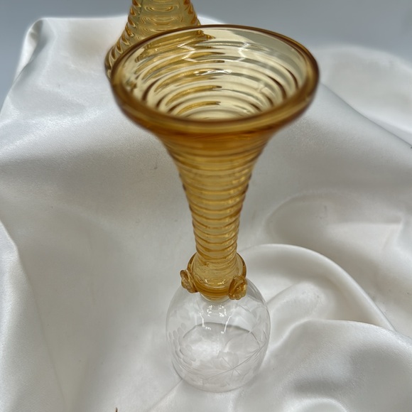 Roemer (?) Liqueur Goblets with Amber Bowl and Clear Engraved Bowl-2 - Picture 5 of 6